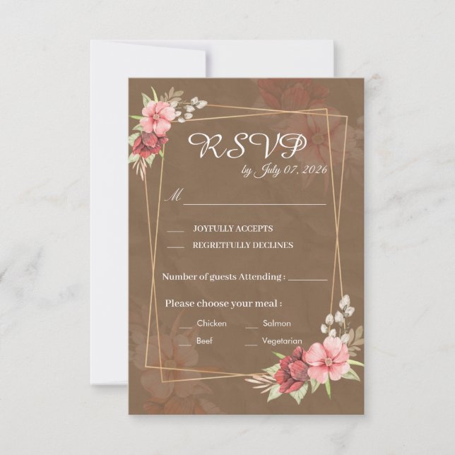 Rustik blombröllop RSVP-kort OSA Kort (Framsida)