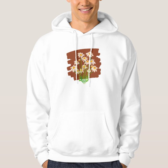 Rustik blomdesign på brun bakgrund hoodie (Framsida)