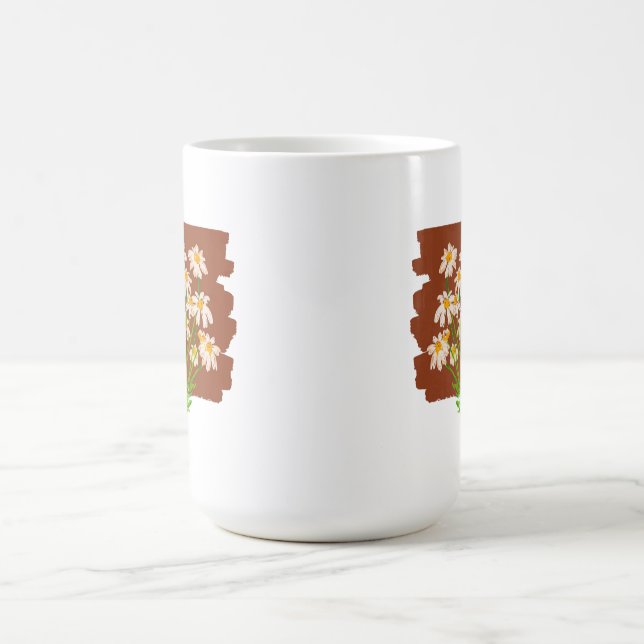 Rustik blomdesign på brun bakgrund kaffemugg (Center)
