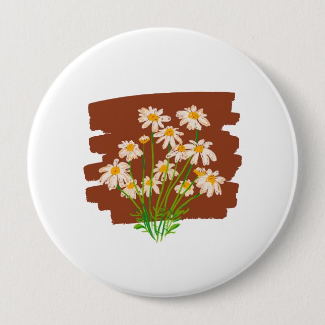 Rustik blomdesign på brun bakgrund knapp (Framsida)