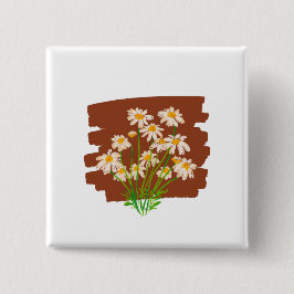 Rustik blomdesign på brun bakgrund knapp