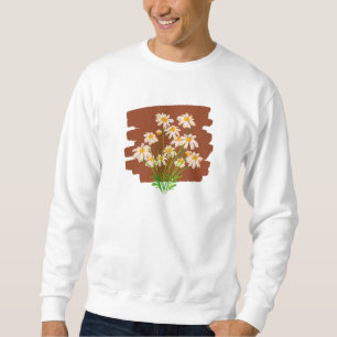 Rustik blomdesign på brun bakgrund lång ärmad tröja