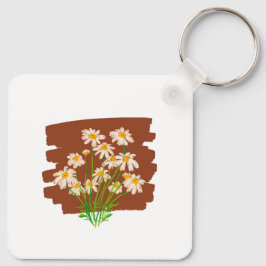 Rustik blomdesign på brun bakgrund nyckelring