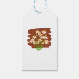 Rustik blomdesign på brun bakgrund presentetikett