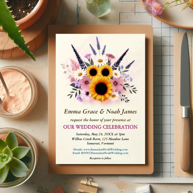 Rustik blomhochzeitsfirande inbjudningar (Skapare uppladdad)