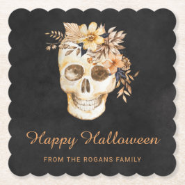 Rustik blomkraniell Halloween Underlägg Papper