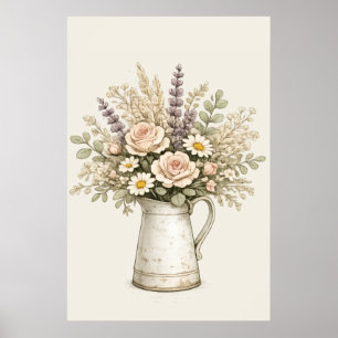 Rustik blomkruka poster