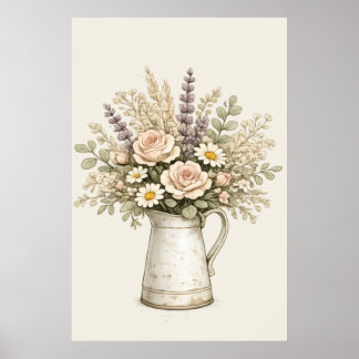Rustik blomkruka poster