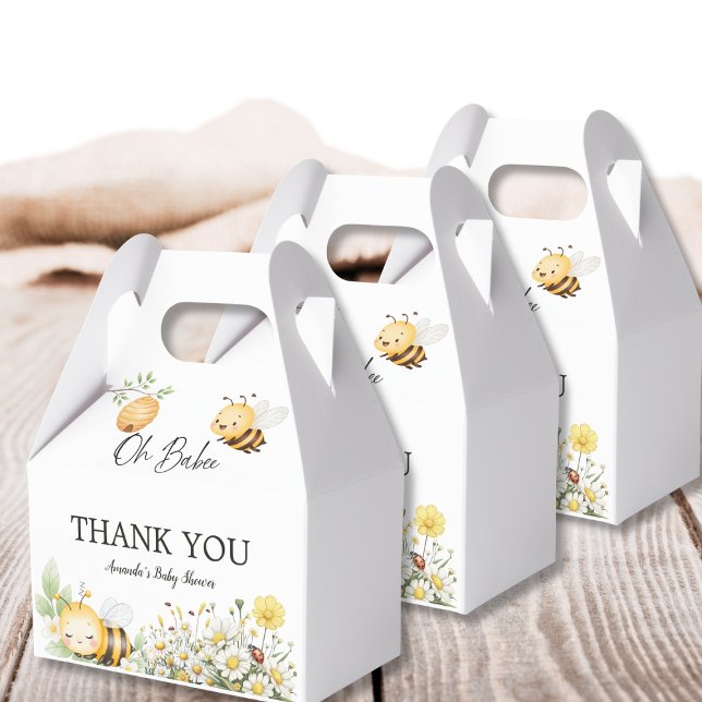 Rustik blommande tusensköns-Oh Babee Honey Bee Bab Presentaskar (Skapare uppladdad)