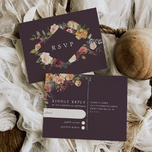Rustik blommande vattenfärgblommig bröllops-RSVP Vykort