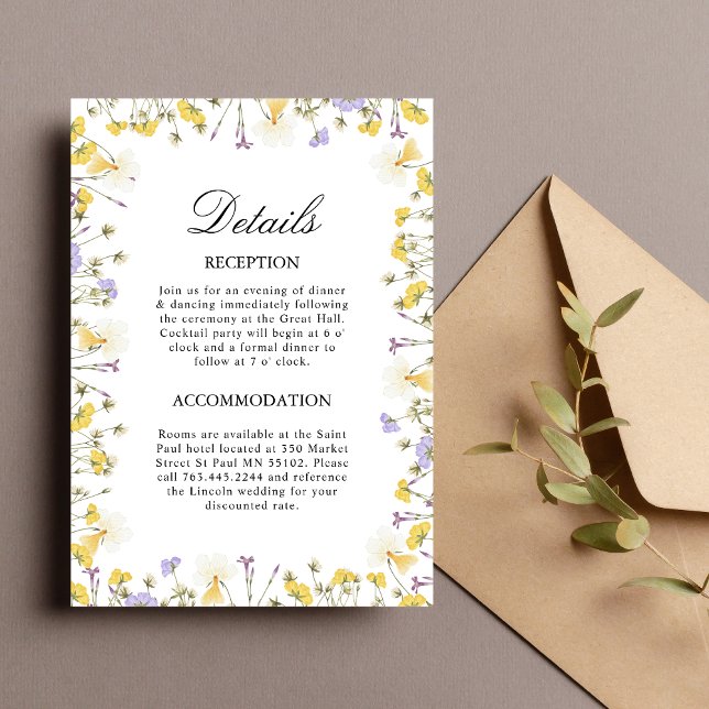 Rustik Blommig Bröllopsdetaljkort Inbjudningar (Rustic floral enclosure card shares wedding details with warm, natural charm.)