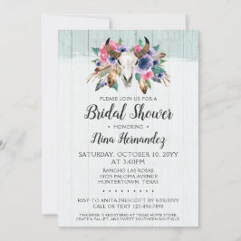 Rustik blommig dödskalle bröllopsdusch-inbjudan inbjudningar