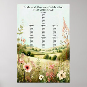 Rustik Blommig Landsbygd Bröllops sittplatser Poster