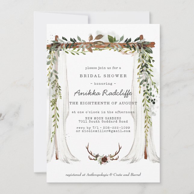 Rustik Blommig Landsbygd | Bröllopsdusch-inbjudan (Framsida)