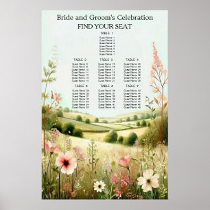 Rustik Blommig Landsbygd Bröllopssittning Poster