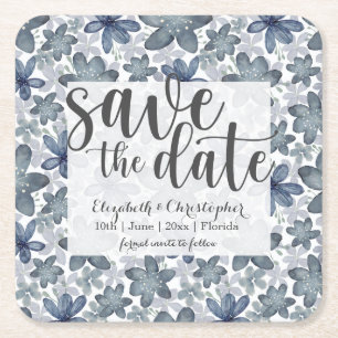 Rustik Blommig Vattenfärg Save the Date Underlägg Papper Kvadrat