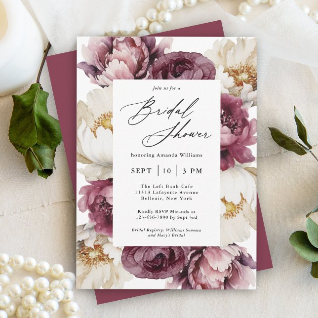 Rustik Blommigt Abundance Feminin Möhippa Inbjudningar (A beautifully feminine rustic botanical bridal shower invitation to personalize for your event.)