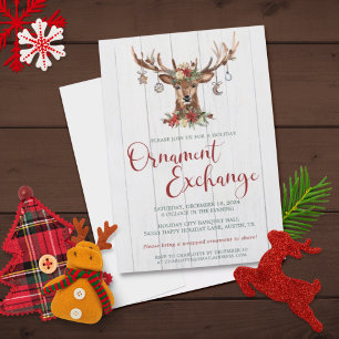 Rustik Blommigt Antlers julprydnadsbyte Julkort