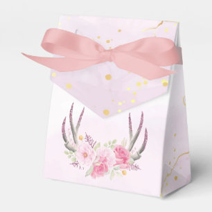 Rustik Blommigt Antlers  Rosa & Guld Marble Presentaskar