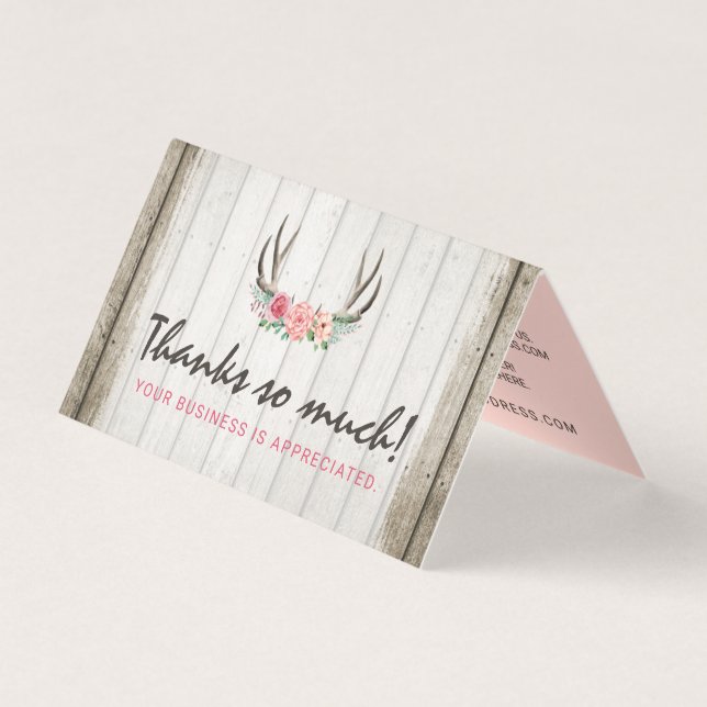 Rustik Blommigt Antlers Shabby chic Ro Tack Kort (Framsida)