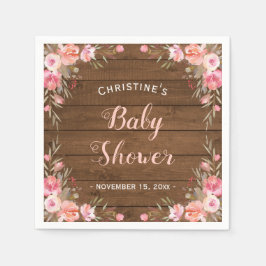 Rustik Blommigt Baby Shower Girl Land Chic Papper Pappersservett