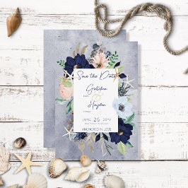 Rustik Blommigt Beach Nautical Save Date Card Spara Datumet