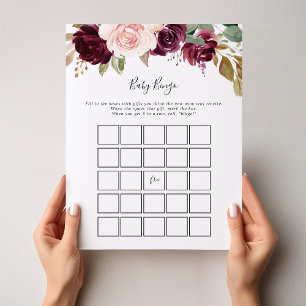 Rustik Blommigt Botanical Baby Bingo Shower Game