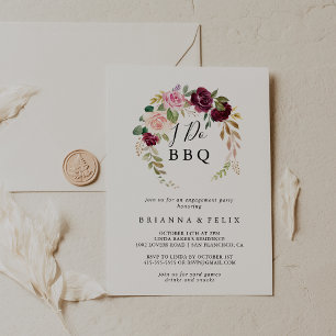 Rustik Blommigt Botanical I Do BBQ Förlovningsfest Inbjudningar