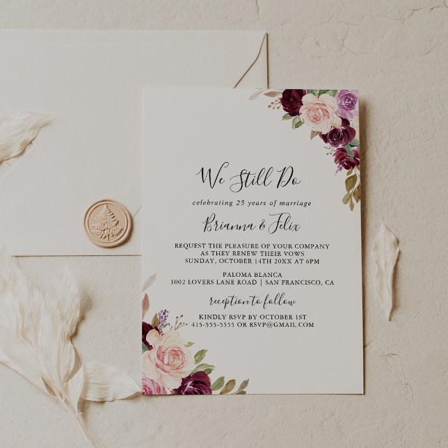 Rustik Blommigt botanik Vi gör fortfarande Vow Ren Inbjudningar (Skapare uppladdad)