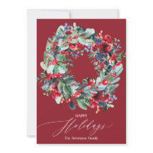 Rustik blommigt, burgundisk julkrans lycklig