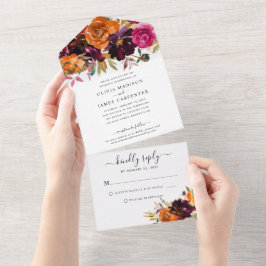 Rustik Blommigt Burgundy Lila Gult Fall Wedding