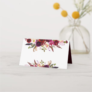 Rustik Blommigt Burgundy Marsala Bord-platskort Placeringskort
