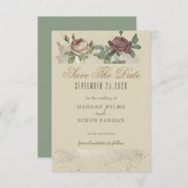 Rustik Blommigt Burgundy Marsala sparar datumkorte Spara Datumet