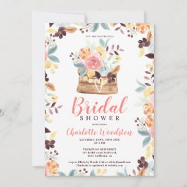 Rustik blommigt burgundy möhippa inbjudningar