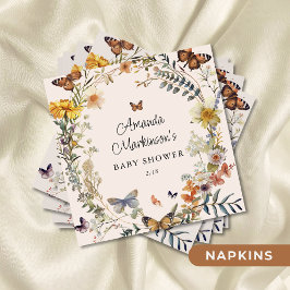 Rustik Blommigt Butterfly Gender Neutral Baby Show Pappersservett