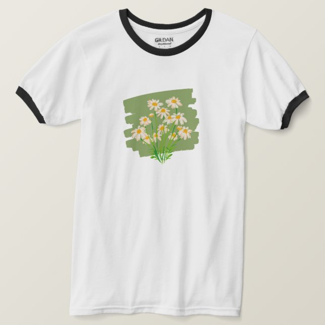 Rustik Blommigt - design i Gröntens bakgrund T Shirt (Design framsida)