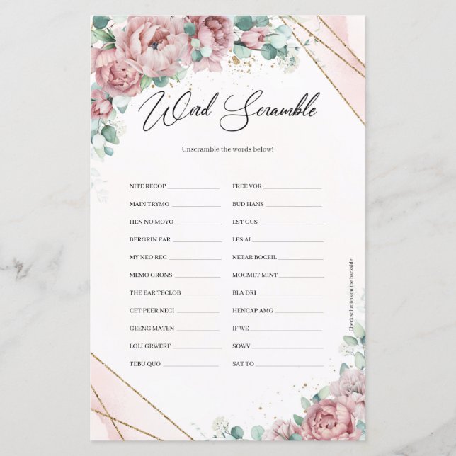 Rustik  blommigt eucalyptus guld Ord-skam (Framsida)