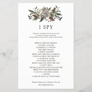 Rustik Blommigt Fall Winter Wedding I Spy Game Flygblad