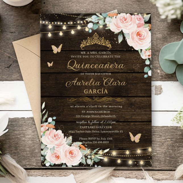 Rustik  Blommigt Förändrad Forest Quinceanera Inbjudningar (Skapare uppladdad)