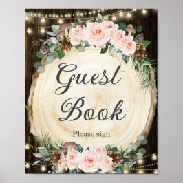 Rustik  Blommigt Förchanted Forest Guest Bok Poster