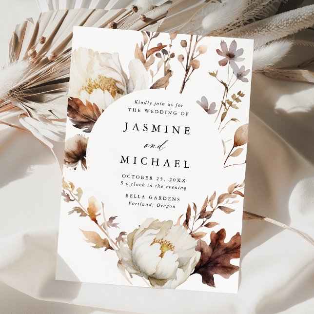 Rustik Blommigt från hösten i Ram Bröllop Inbjudningar (Skapare uppladdad)