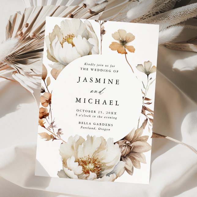 Rustik Blommigt från hösten i Ram Bröllop Inbjudningar (Skapare uppladdad)