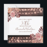 Rustik Blommigt Glowing String Ljus Födelsedagsfes Inbjudningar<br><div class="desc">Rustik sträng ljus och rosa sangria och merlot blommigts modern manus 50 födelsedagars överraskningsinbjudan att anpassa för party. Anpassa för alla åldrar, pappra vikt eller teckensnitt. Fyrkantigt format inbjudan. Lägg till platsinformation på kortets baksida. Den moderna manustypografin presenteras i en underbar känslig rosa sangria för att komplettera strängen av ljus....</div>
