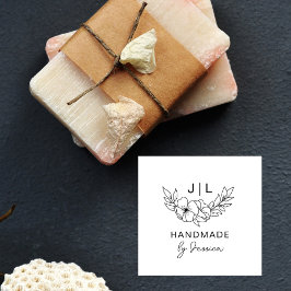 Rustik Blommigt - Initialer för eget namn Stämpel