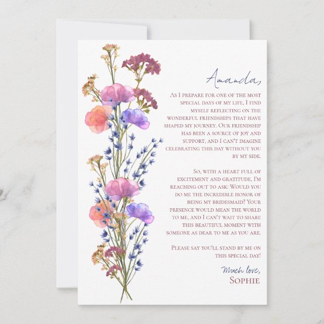 Rustik Blommigt kommer du att bli min bridesmaid Julkort (Framsida)