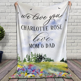 Rustik Blommigt liggande Anpassningsbar "We Kärlek Fleecefilt