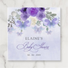 Rustik Blommigt Lila Lilac Butterflies Baby Shower