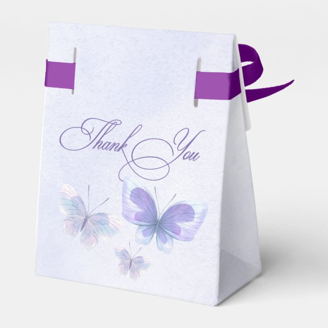 Rustik Blommigt Lila Lilac Butterflies Baby Shower Presentaskar (Baksidan Sidan)