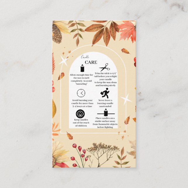 Rustik Blommigt - Logotyp för vattenfärg på hösten Visitkort (Framsida)