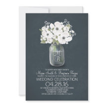 Rustik blommigt Mason burk bröllopsinbjudan